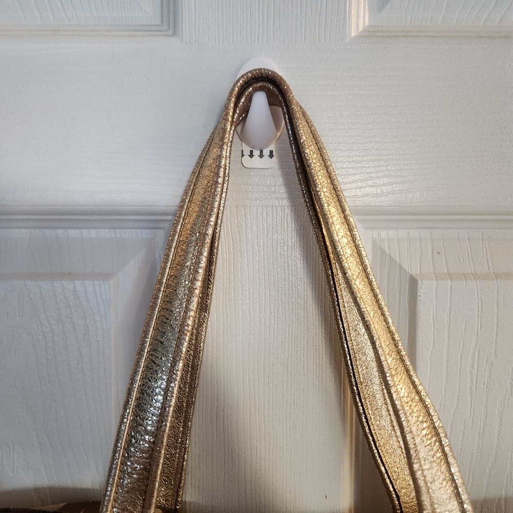 Coach Poppy Op Art Lured Glam Logo Tote Bag Gold Metallic Shimmer 2 Hang Tags - Picture 5 of 9
